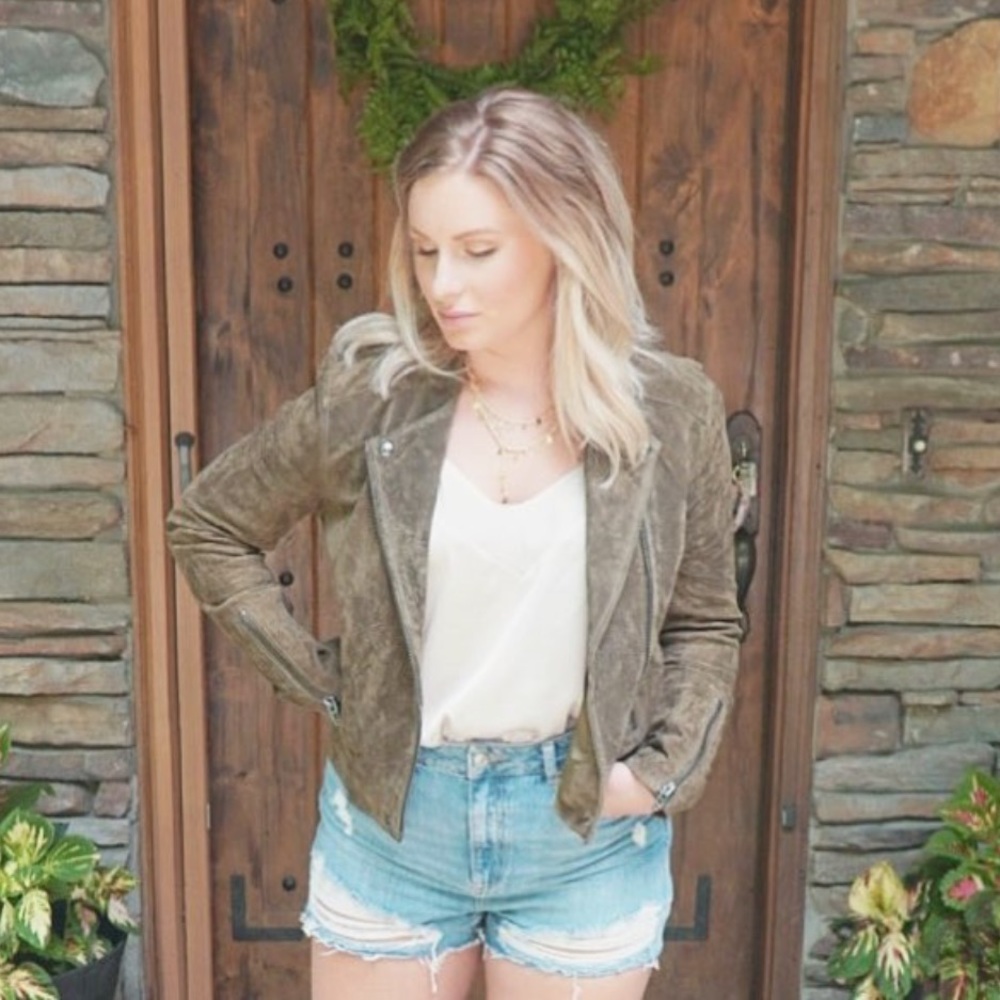 BLANK NYC suede moto jacket in Bankroll